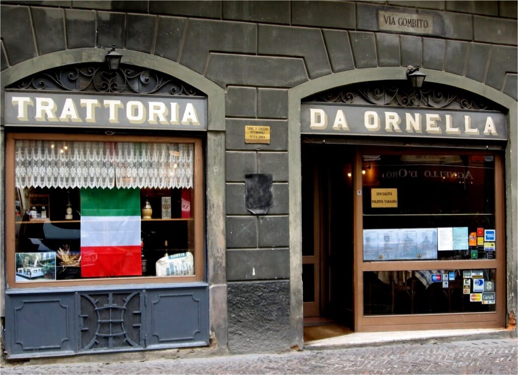 Storefronts in Citti Alta.